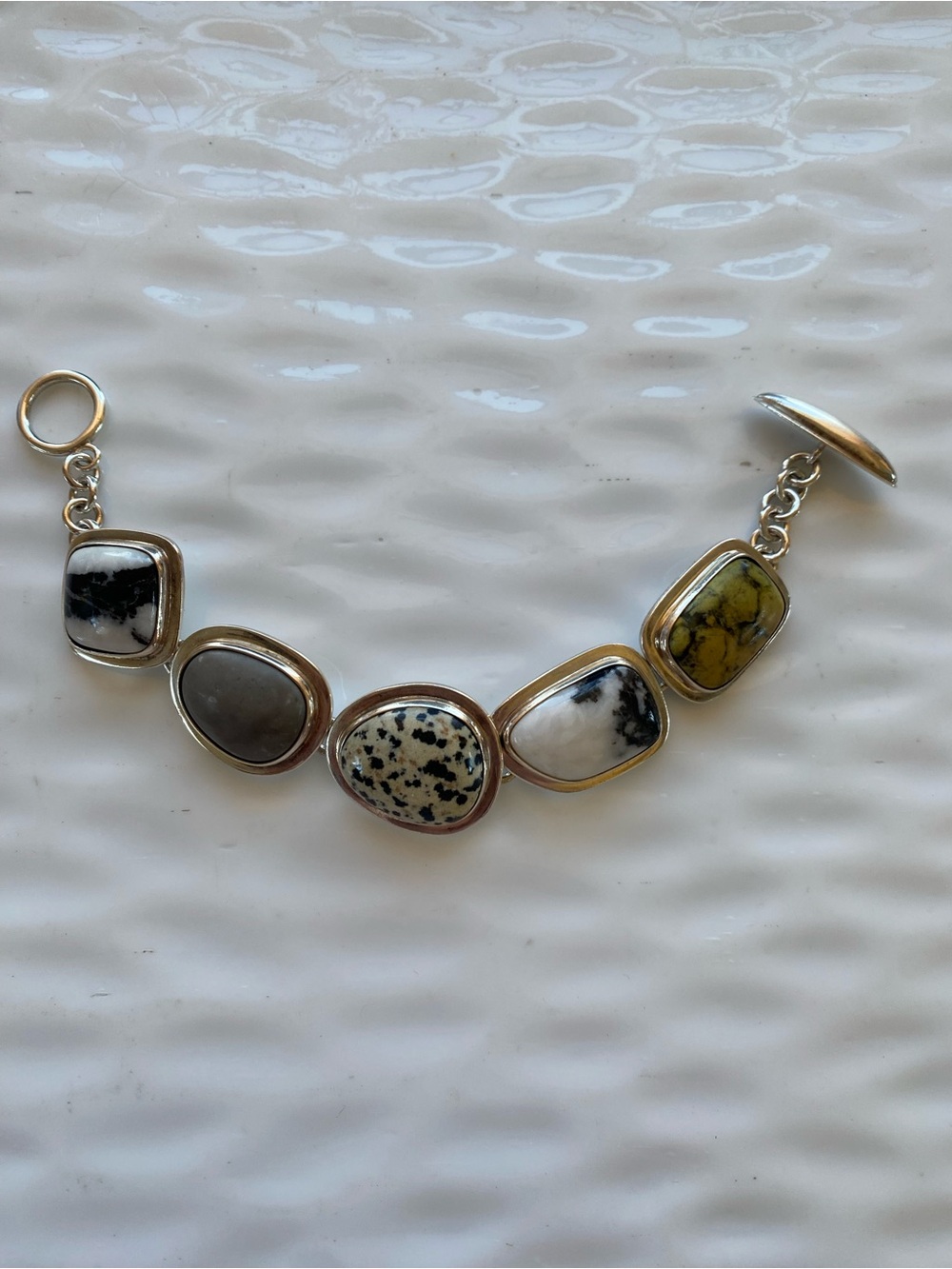 Multi-Color Natural Stone Link Bracelet B0617 Silpada Vintage - Picture 3 of 8